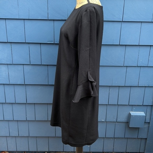 🖤🖤🖤 Karl Lagerfeld 14 black dress cocktail holidays MOD bell sleeve - Picture 6 of 8